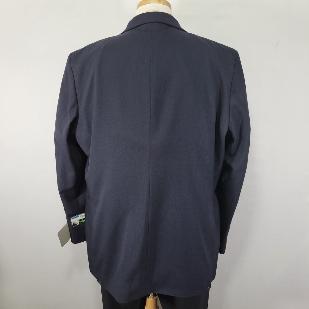 Haggar Men's Sport Coat Blazer Two Button Navy Polyester IN MOTION 48R NEW - Picture 11 of 12